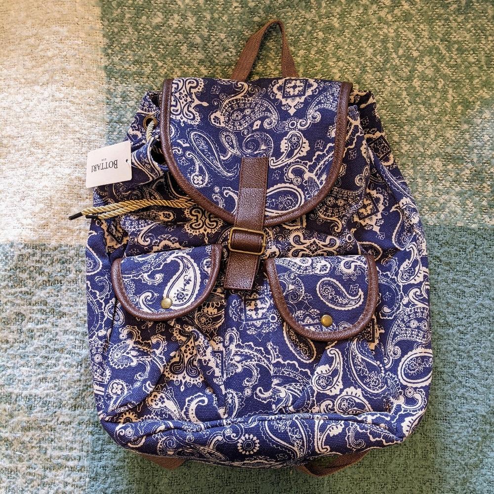 Bottari USA Blue Paisley Print Backpack